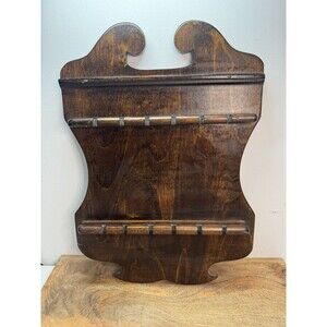 Vintage WALL HANGING Wooden 12 Spoon Wall Rack Collector Souvenir Display